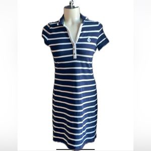 Ralph Lauren Active striped blue and white V-neck dress.